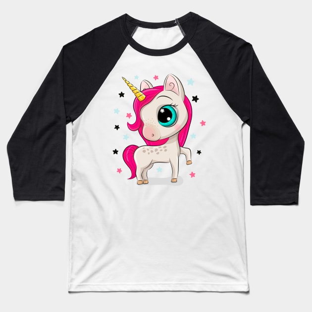 Cute Unicorn Baseball T-Shirt by Reginast777